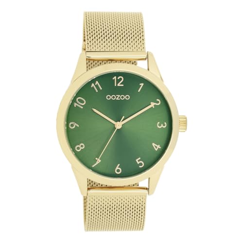 Oozoo - Timepieces Damen Uhr in Gold/Green | Armbanduhr Damen mit Mesharmband | Moderne Uhr für Frauen | Edle Analog Damenuhr in rund C11324 (40mm Gehäuse) von Oozoo