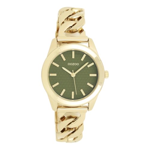 Oozoo - Timepieces Damen Uhr in Gold/dunkelgrün | Armbanduhr Damen mit Edelstahlarmband | Moderne Uhr für Frauen | Edle Analog Damenuhr in rund C11421 (32mm Gehäuse) von Oozoo