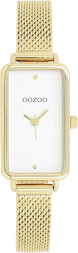 Oozoo Timepieces Damen Uhr in Gold I Armbanduhr Damen mit Edelstahlarmband I Moderne Uhr für Frauen I Edle Analog Damenuhr Rechteckig 19x31mm Gehäuse C11533 von Oozoo