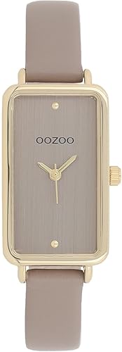 Oozoo Timepieces Damen Uhr in Gold I Armbanduhr Damen mit Lederarmband I Moderne Uhr für Frauen I Edle Analog Damenuhr Rechteckig 19x31mm Gehäuse C11531 von Oozoo
