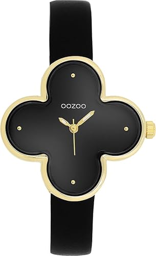 Oozoo Timepieces Damen Uhr in Gold I Armbanduhr Damen mit Lederarmband I Moderne Uhr für Frauen I Edle Analog Damenuhr in Kleeblattform 32x32mm Gehäuse C11524 von Oozoo