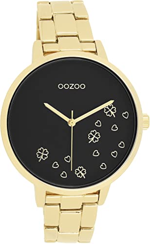 Oozoo Timepieces Damen Uhr in Gold Schwarz| Armbanduhr Damen mit Edelstahlarmband | Hochwertige Uhr für Frauen| Edle Analog Damenuhr in rund C11124 von Oozoo