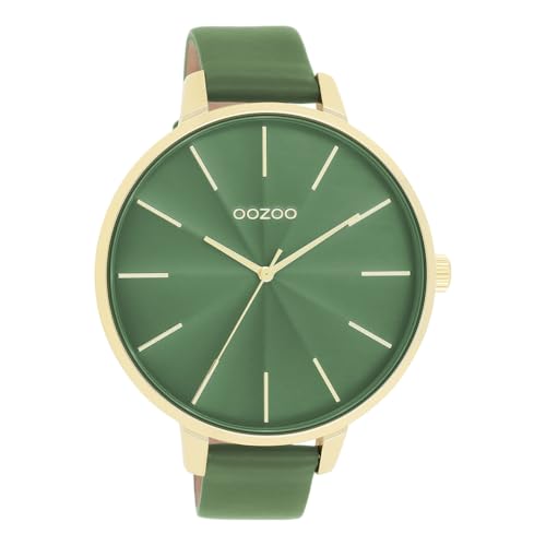Oozoo - Timepieces Damen Uhr in Green | Armbanduhr Damen mit Lederarmband | Moderne Uhr für Frauen | Edle Analog Damenuhr in rund C11349 (48mm Gehäuse) von Oozoo