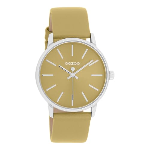 Oozoo Timepieces Damen Uhr in Olivgrün - Armbanduhr Damen mit Lederarmband | Hochwertige Uhr für Frauen| Edle Analog Damenuhr in rund C11460 von Oozoo