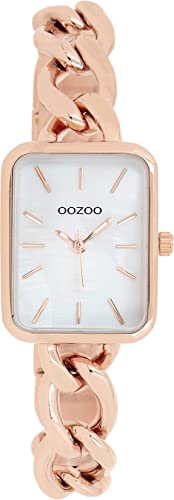 Oozoo Timepieces Damen Uhr in Rosegold Weiß | Armbanduhr Damen mit Kettenarmband | Hochwertige Uhr für Frauen| Edle Analog Damenuhr in rechteckig C11134 von Oozoo