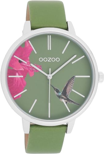 Oozoo - Timepieces Damen Uhr in Silber/Navy Blau | Armbanduhr Damen mit Metallarmband | Moderne Uhr für Frauen | Edle Analog Damenuhr in rund C11065 (42mm Gehäuse) von Oozoo