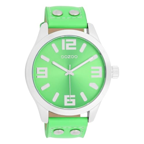 Oozoo Timepieces Damen Uhr in Silber/Rauchgrün - Armbanduhr Damen mit Lederarmband | Hochwertige Uhr für Frauen - Edle Analog Damenuhr in rund C1070 von Oozoo
