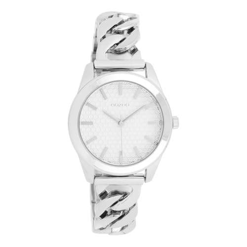 Oozoo - Timepieces Damen Uhr in Silber/weiß | Armbanduhr Damen mit Edelstahlarmband | Moderne Uhr für Frauen | Edle Analog Damenuhr in rund C11418 (32mm Gehäuse) von Oozoo