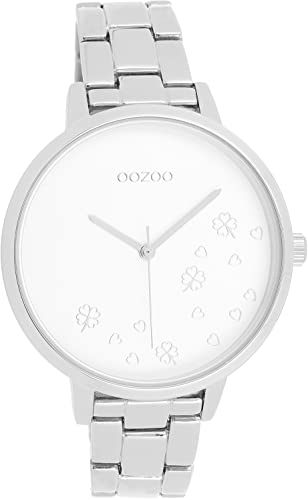 Oozoo Timepieces Damen Uhr in Silber Weiß| Armbanduhr Damen mit Edelstahlarmband | Hochwertige Uhr für Frauen| Edle Analog Damenuhr in rund C11120 von Oozoo