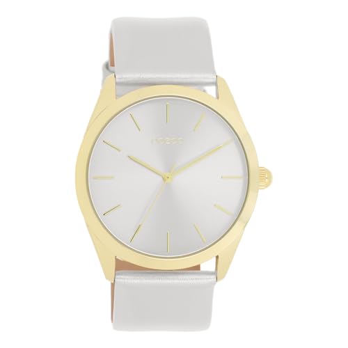 Oozoo - Timepieces Damen Uhr in Silver metallic | Armbanduhr Damen mit Lederarmband | Moderne Uhr für Frauen | Edle Analog Damenuhr in rund C11330 (40mm Gehäuse) von Oozoo