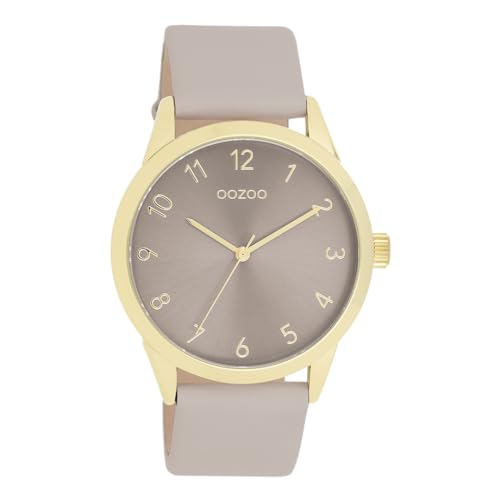 Oozoo - Timepieces Damen Uhr in Taupe | Armbanduhr Damen mit Lederarmband | Moderne Uhr für Frauen | Edle Analog Damenuhr in rund C11328 (40mm Gehäuse) von Oozoo