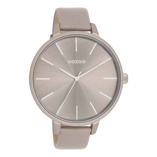 Oozoo - Timepieces Damen Uhr in Taupe | Armbanduhr Damen mit Lederarmband | Moderne Uhr für Frauen | Edle Analog Damenuhr in rund C11347 (48mm Gehäuse) von Oozoo