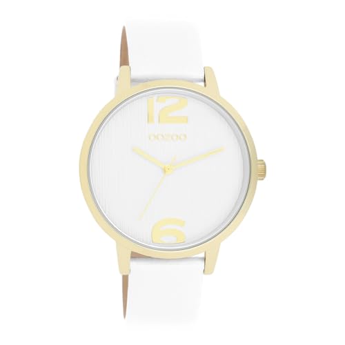 Oozoo - Timepieces Damen Uhr in White | Armbanduhr Damen mit Lederarmband | Moderne Uhr für Frauen | Edle Analog Damenuhr in rund C11340 (38mm Gehäuse) von Oozoo