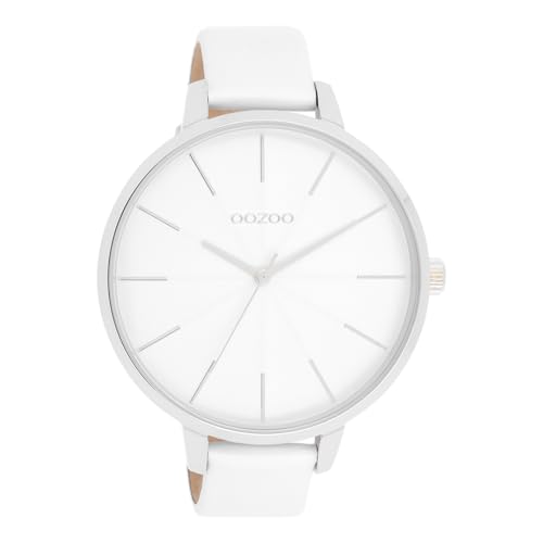 Oozoo - Timepieces Damen Uhr in White | Armbanduhr Damen mit Lederarmband | Moderne Uhr für Frauen | Edle Analog Damenuhr in rund C11345 (48mm Gehäuse) von Oozoo