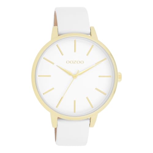 Oozoo - Timepieces Damen Uhr in White | Armbanduhr Damen mit Lederarmband | Moderne Uhr für Frauen | Edle Analog Damenuhr in rund C11359 (42mm Gehäuse) von Oozoo