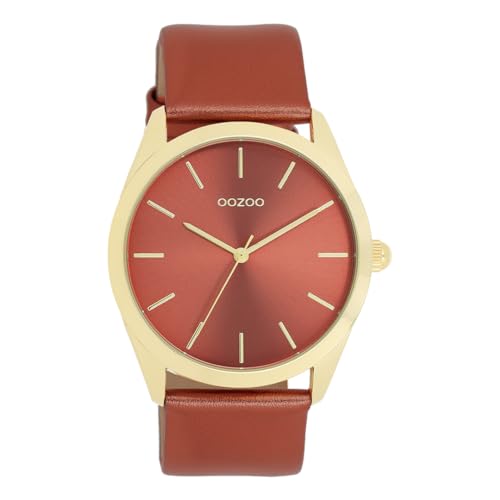 Oozoo - Timepieces Damen Uhr in red metallic | Armbanduhr Damen mit Lederarmband | Moderne Uhr für Frauen | Edle Analog Damenuhr in rund C11335 (40mm Gehäuse) von Oozoo