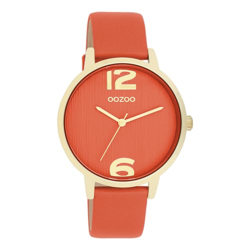 Oozoo - Timepieces Damen Uhr in warm orange | Armbanduhr Damen mit Lederarmband | Moderne Uhr für Frauen | Edle Analog Damenuhr in rund C11341 (38mm Gehäuse) von Oozoo