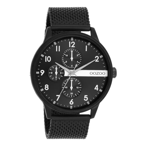 Oozoo Timepieces Herren Uhr in Black/Silver | Armbanduhr Herren mit Mesharmband | Schöne Uhr für Männer | Edle Analog Herrenuhr (45mm Gehäuse) in rund C11304 von Oozoo