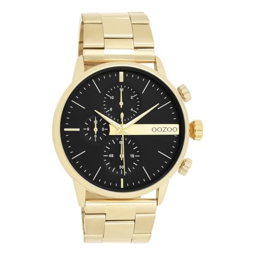 Oozoo - Timepieces Herren Uhr in Gold/Schwarz | Armbanduhr Herren mit Edelstahlarmband | Moderne Uhr für Herren | Edle Analog Herrenuhr in Rund C11411 (45mm Gehäuse) von Oozoo