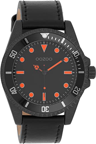 Oozoo Timepieces Herren Uhr in Schwarz| Armbanduhr Herren mit Lederarmband | Hochwertige Uhr für Männer | Edle Analog Herrenuhr in rund C11119 von Oozoo