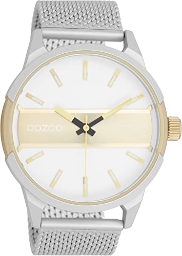 Oozoo Timepieces Herren Uhr in Silber Gold | Armbanduhr Herren mit Mesh Metallarmband | Hochwertige Uhr für Männer | Edle Analog Herrenuhr in rund C11106 von Oozoo