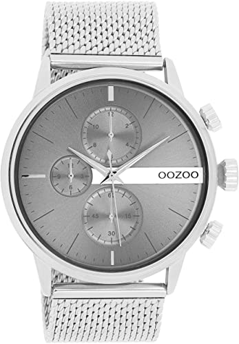 Oozoo Timepieces Herren Uhr in Silber Grau | Armbanduhr Herren mit Mesh Metallarmband | Hochwertige Uhr für Männer | Edle Analog Herrenuhr in rund C11101 von Oozoo