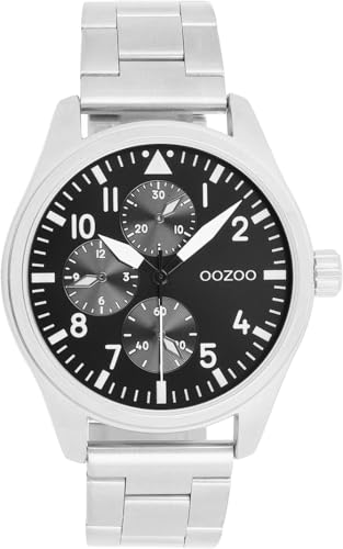 Oozoo Timepieces Herren Uhr in Silber I Armbanduhr Herren mit Edelstahlarmband I Moderne Uhr für Männer I Edle Analog Herrenuhr Rund 42mm Gehäuse C11506 von Oozoo