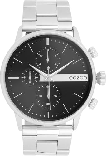 Oozoo Timepieces Herren Uhr in Silber I Armbanduhr Herren mit Edelstahlarmband I Moderne Uhr für Männer I Edle Analog Herrenuhr Rund 45mm Gehäuse C11511 von Oozoo