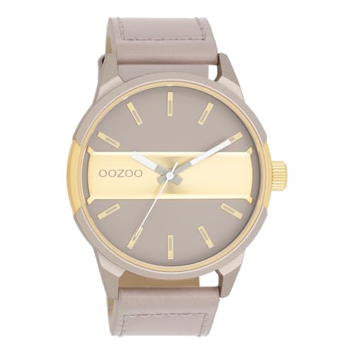 Oozoo Timepieces Herren Uhr in Taupe/Gold metallic | Armbanduhr Herren mit Lederarmband | Schöne Uhr für Männer | Edle Analog Herrenuhr (48mm Gehäuse) in rund C11317 von Oozoo