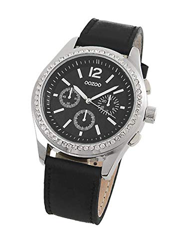 Oozoo JR184 Damenuhr, schwarzes Lederarmband, Schwarz, Streifen Oozoo JR184 Damenuhr, schwarzes Lederarmband, Schwarz, Streifen von Oozoo