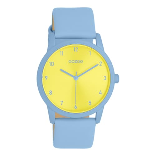 Oozoo Timepieces Uhr in Hellblau - Armbanduhr Unisex mit Lederarmband | Hochwertige Uhr für Frauen Männer - Edle Analog Unisexuhr in rund C11466 von Oozoo