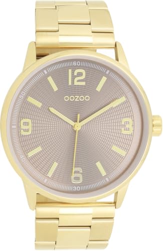 Oozoo Timepieces Unisex Uhr in Gold I Armbanduhr Unisex mit Edelstahlarmband I Moderne Uhr für Frauen & Männer I Edle Analog Unisexuhr Rund 45mm Gehäuse C11504 von Oozoo
