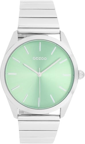 Oozoo Timepieces Unisex Uhr in Silber I Armbanduhr Unisex mit Edelstahlarmband I Moderne Uhr für Frauen & Männer I Edle Analog Unisexuhr Rund 40mm Gehäuse C11516 von Oozoo