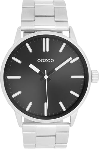 Oozoo Timepieces Unisex Uhr in Silber I Armbanduhr Unisex mit Edelstahlarmband I Moderne Uhr für Frauen & Männer I Edle Analog Unisexuhr Rund 45mm Gehäuse C11514 von Oozoo