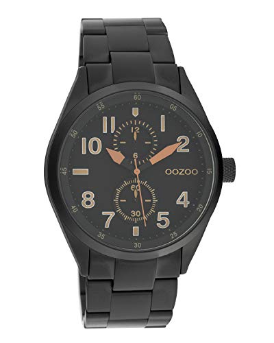 Oozoo Unisex Armbanduhr Chrono Look mit Edelstahl Gliederarmband 42 MM Schwarz C10635 von Oozoo