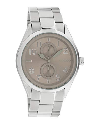 Oozoo Unisex Armbanduhr Chrono Look mit Edelstahl Gliederarmband 42 MM Silberfarben/Grau C10631 von Oozoo