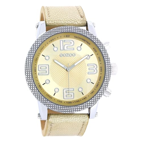 Oozoo Unisex Armbanduhr Vintage Series Analog Leder beige Hellbraun UOC4318A Analoguhr von Oozoo