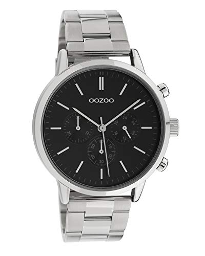 Oozoo Unisex Armbanduhr mit Edelstahl Gliederarmband 42 MM Silberfarben/Schwarz C10546 von Oozoo