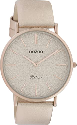 Oozoo Vintage Armbanduhr mit Glitzer Lederband 40 MM Rose/Rose/Rose C20165 von Oozoo