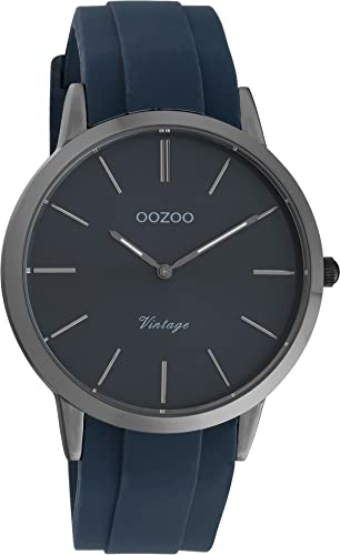 Oozoo Vintage Damen Armbanduhr mit Silikonband 42 MM Gunmetal/Dunkelblau/Dunkelblau C20171 von Oozoo