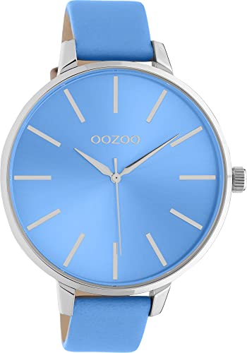 Oozoo Vintage Damen Uhr - Silber Armbanduhr Damen mit 16mm Lederarmband in Blau - Analog Damenuhr in rund C10982. von Oozoo