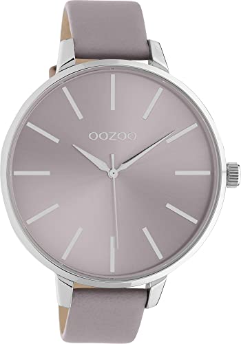 Oozoo Vintage Damen Uhr - Silber Armbanduhr Damen mit 16mm Lederarmband in Lila - Analog Damenuhr in rund C10980. von Oozoo