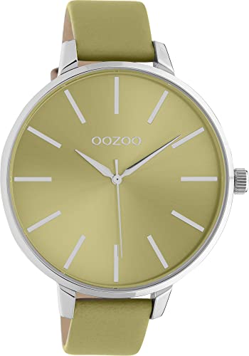 Oozoo Vintage Damen Uhr - Silber Armbanduhr Damen mit 16mm Lederarmband in Ockergelb - Analog Damenuhr in rund C10981. von Oozoo