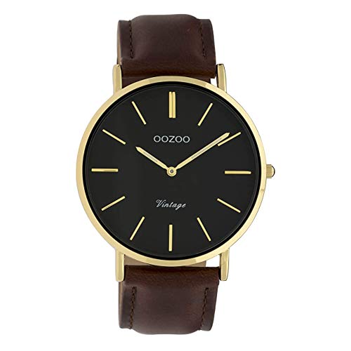 Oozoo Vintage Damenuhr Lederband 40 MM Goldfarben/Schwarz/Dunkelbraun C9833 Oozoo Vintage Damenuhr Lederband 40 MM Goldfarben/Schwarz/Dunkelbraun C9833 von Oozoo