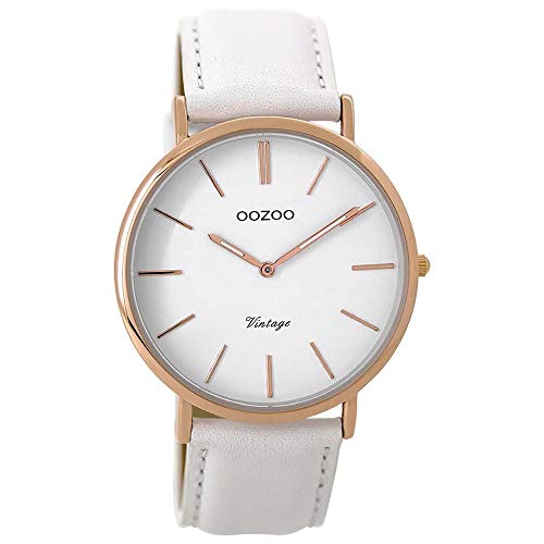 Oozoo Vintage Damenuhr Lederband 40 MM Rose/Weiss/Weiss C9315 von Oozoo