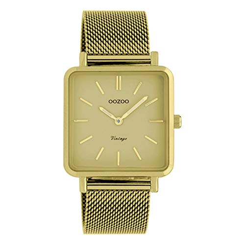 Oozoo Vintage Damenuhr Quadratisch mit Milanaiseband Golden Sun 29 x 29 MM Gold C20010 von Oozoo