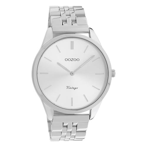 Oozoo Vintage Damenuhr mit Edelstahl Glieder Armband Flach 38 MM Silber/Silber C9981 von Oozoo
