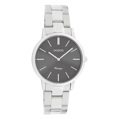Oozoo Vintage Damenuhr mit Edelstahl Gliederarmband 34 MM Grau/Silberfarben C20042 von Oozoo