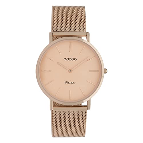 Oozoo Vintage Damenuhr mit massivem grobmaschigem Edelstahl Milanaise Metallband 36 MM Rosefarben/Rosefarben C9922 von Oozoo