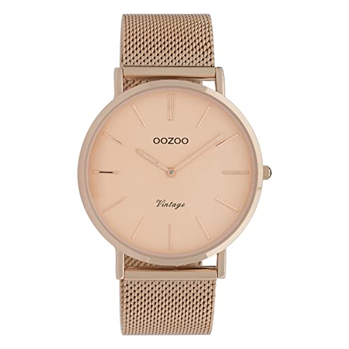 Oozoo Vintage Damenuhr mit massivem grobmaschigem Edelstahl Milanaise Metallband 40 MM Rosefarben/Rosefarben C9921 von Oozoo